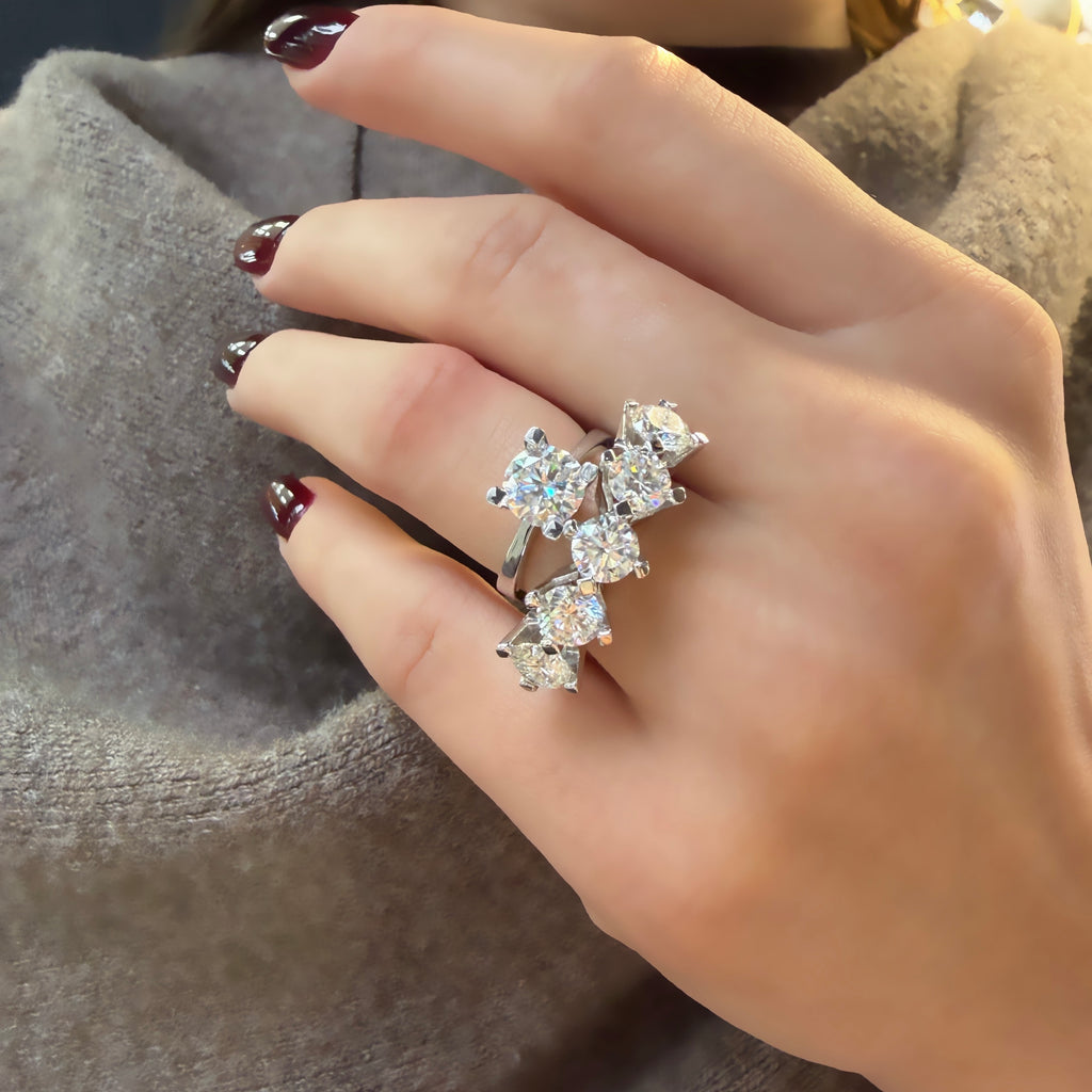 14K Üç Karat Mozanit Beştaş Yüzük