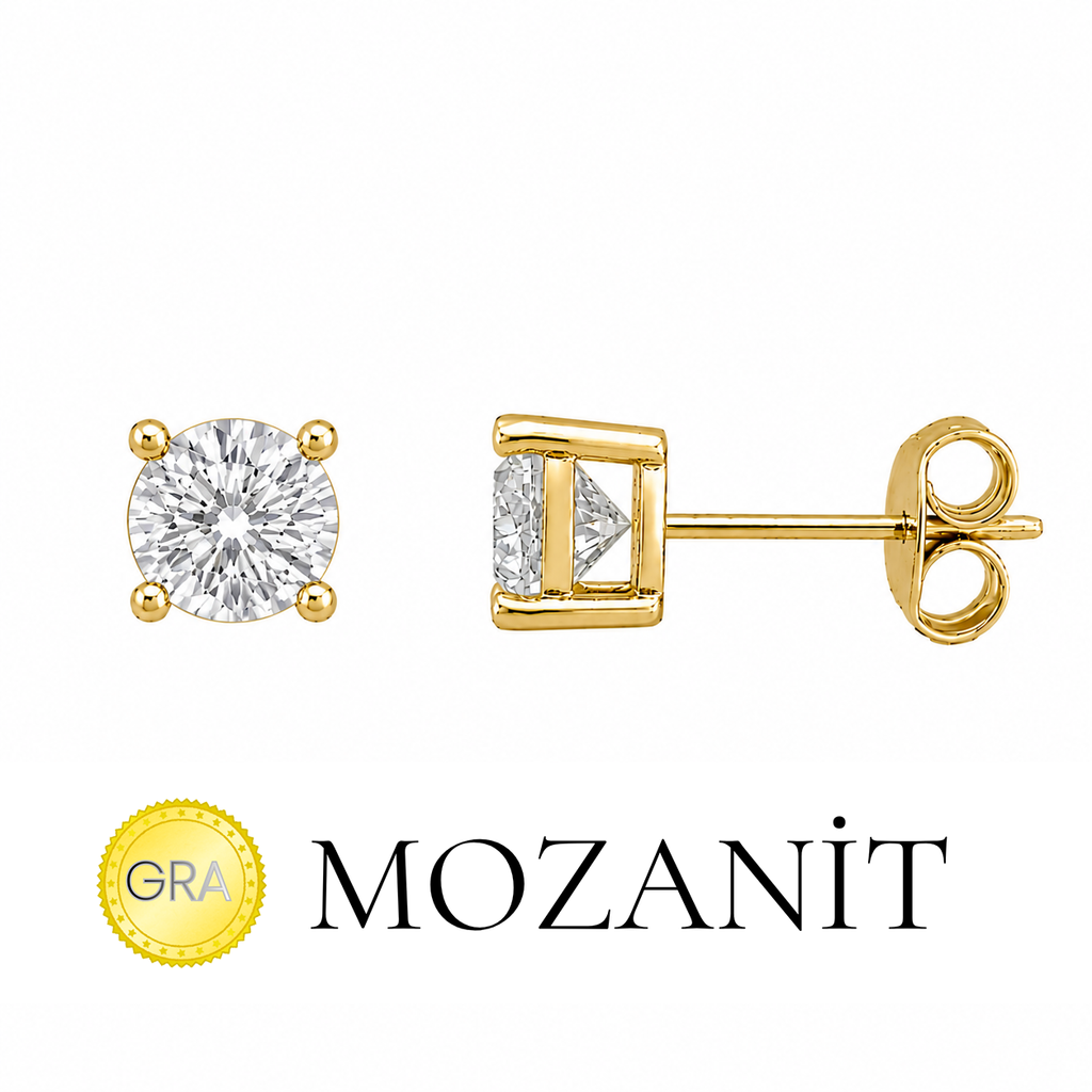 4 mm Mozanit Tektaş Küpe