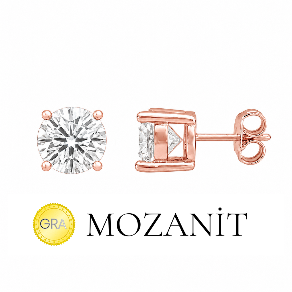 8 mm Mozanit Tektaş Küpe