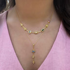 Mavi Taş Detaylı Y Kolye