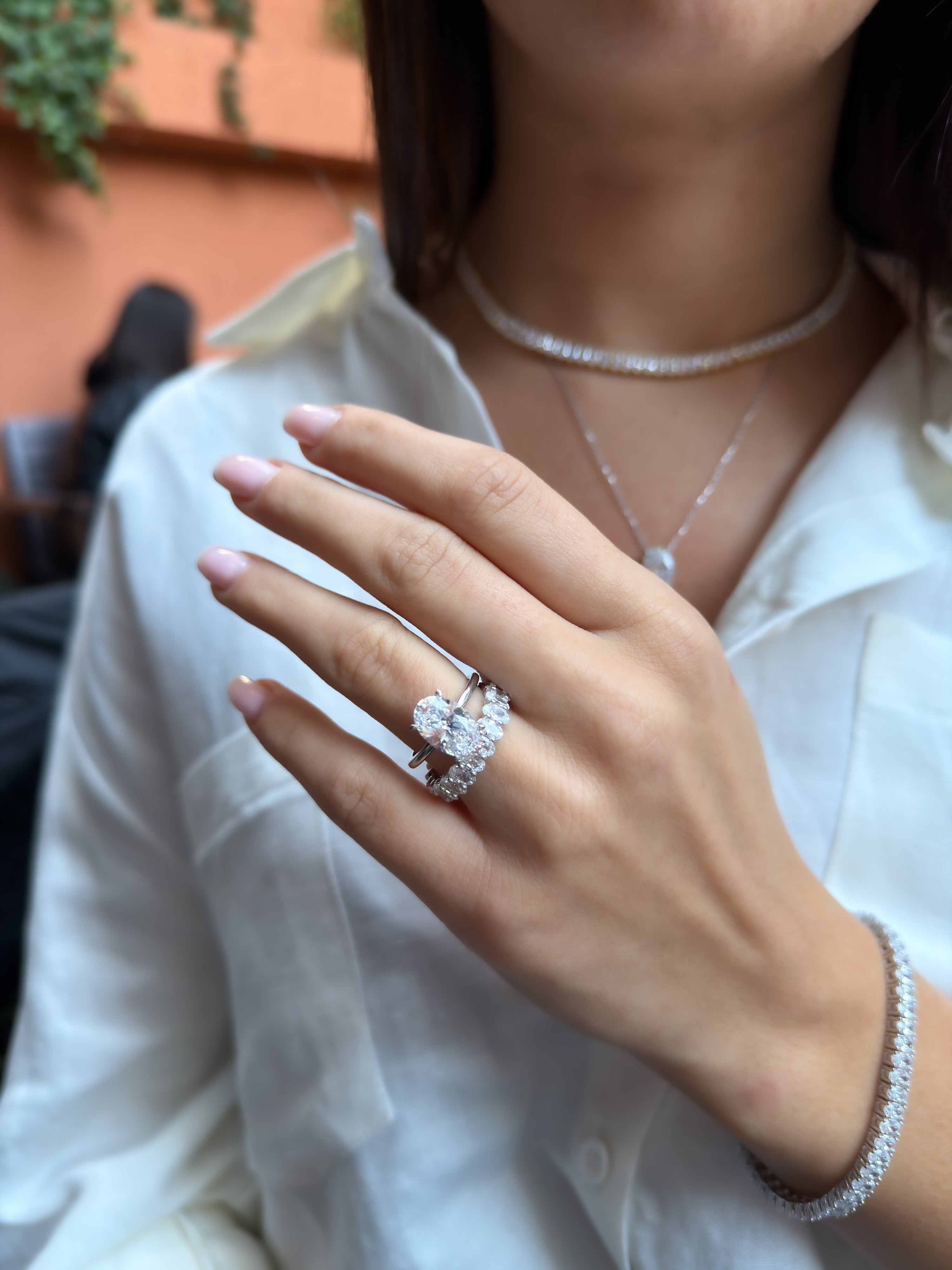 14K Mozanit Taşlı Uzun Oval Tektaş Yüzük