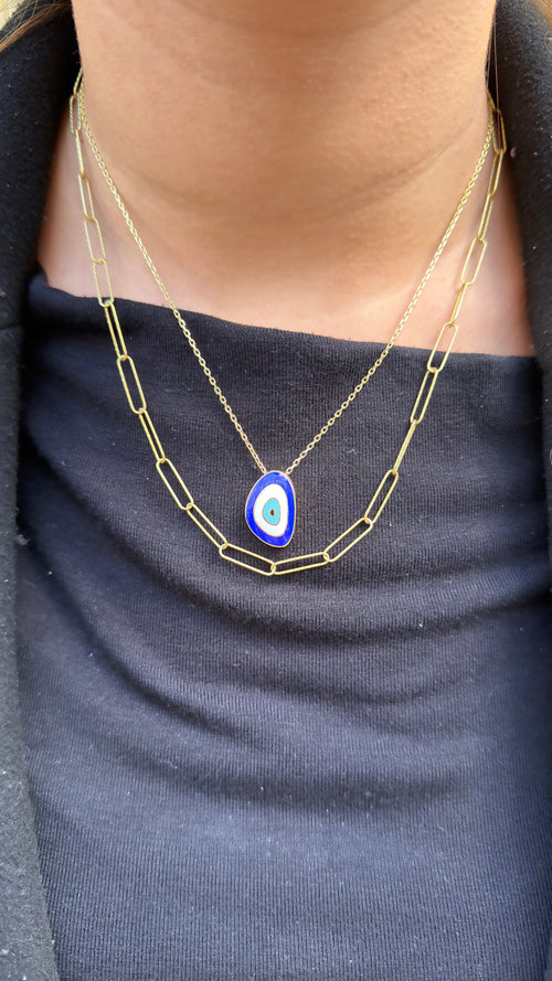 Enamel Evil Eye Necklace