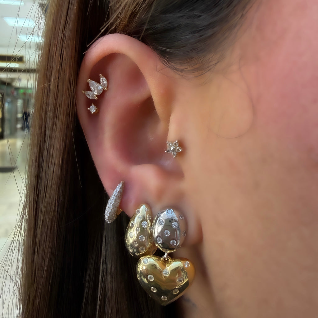 Üç Taşlı Damla Piercing