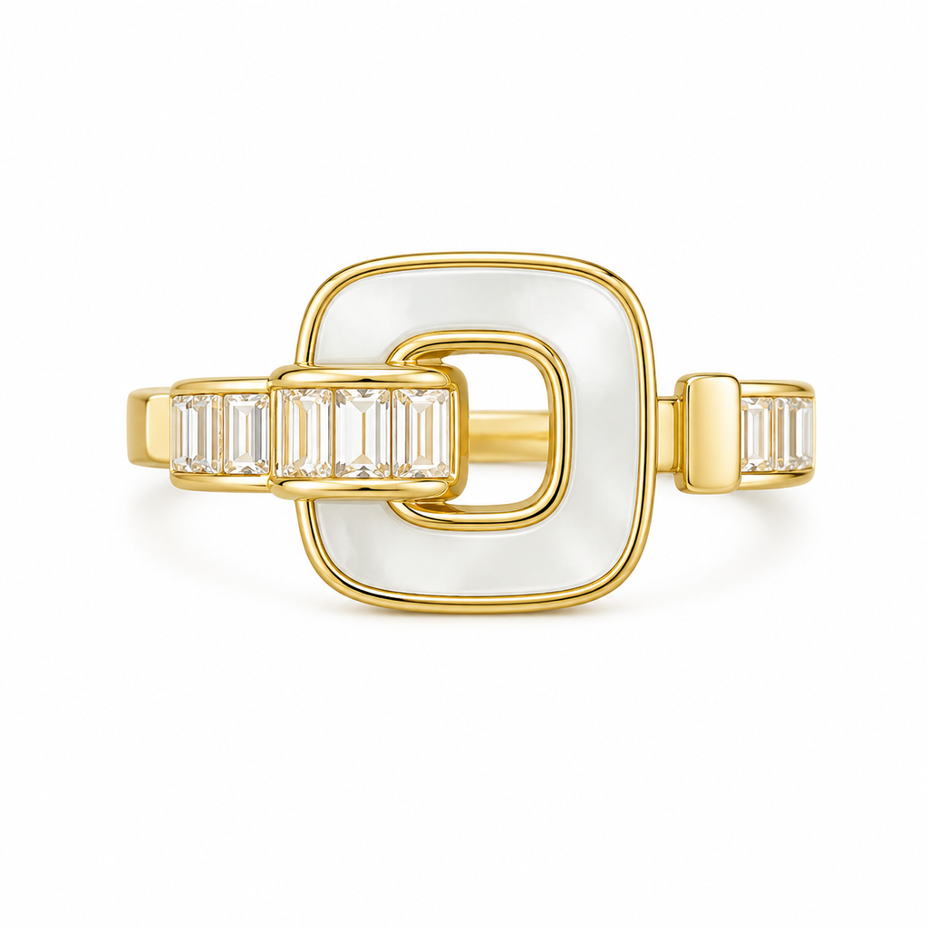 Sedefstein-Ring im Quadrat-Design