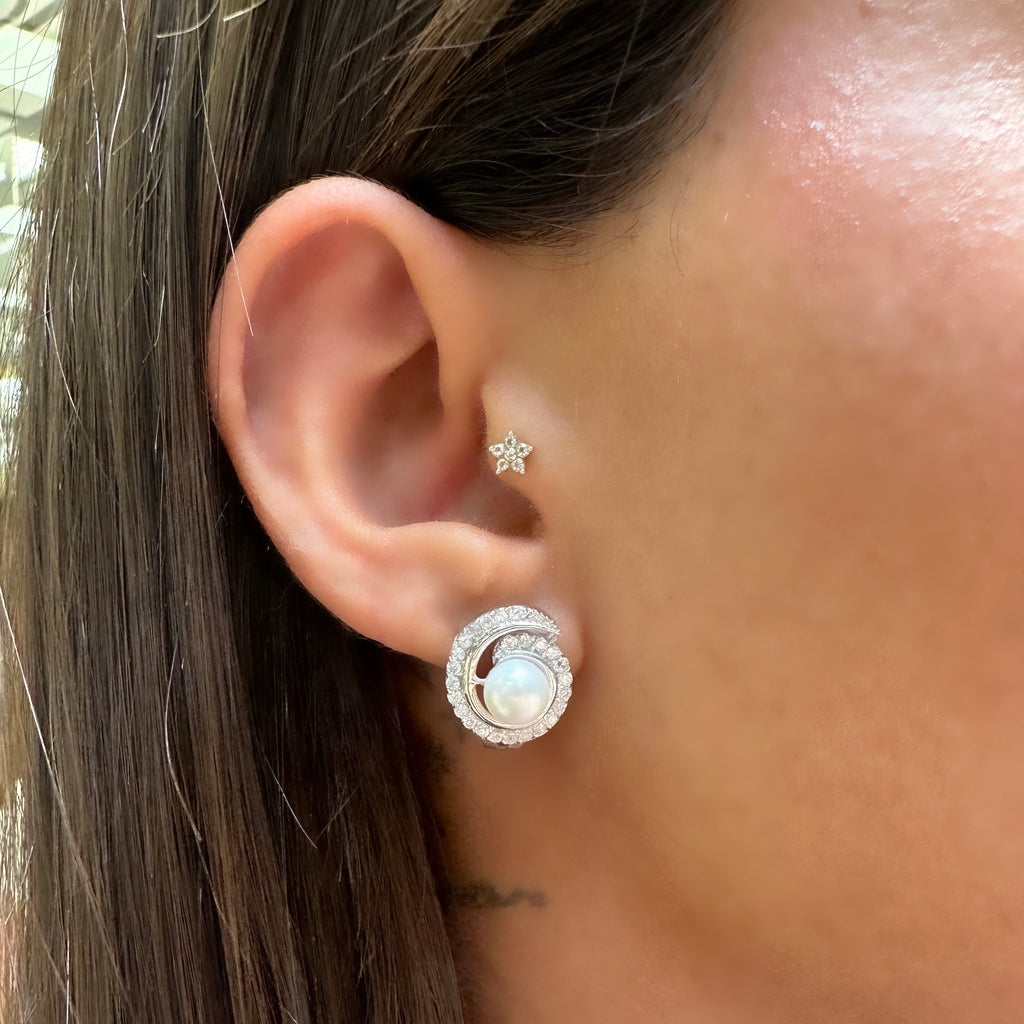 Yuvarlak Sıralı İnci Küpe