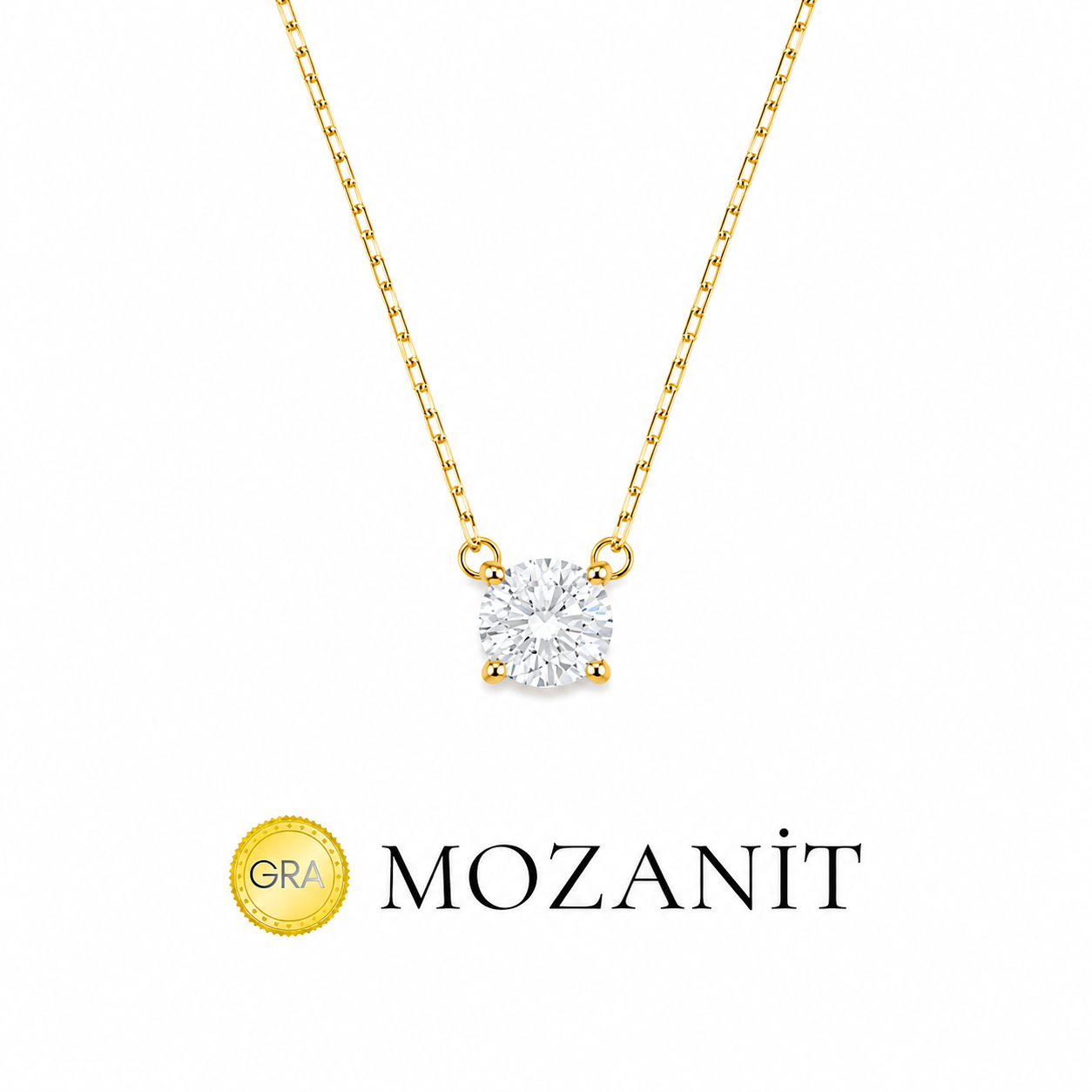 6 mm Mozanit Tektaş Kolye