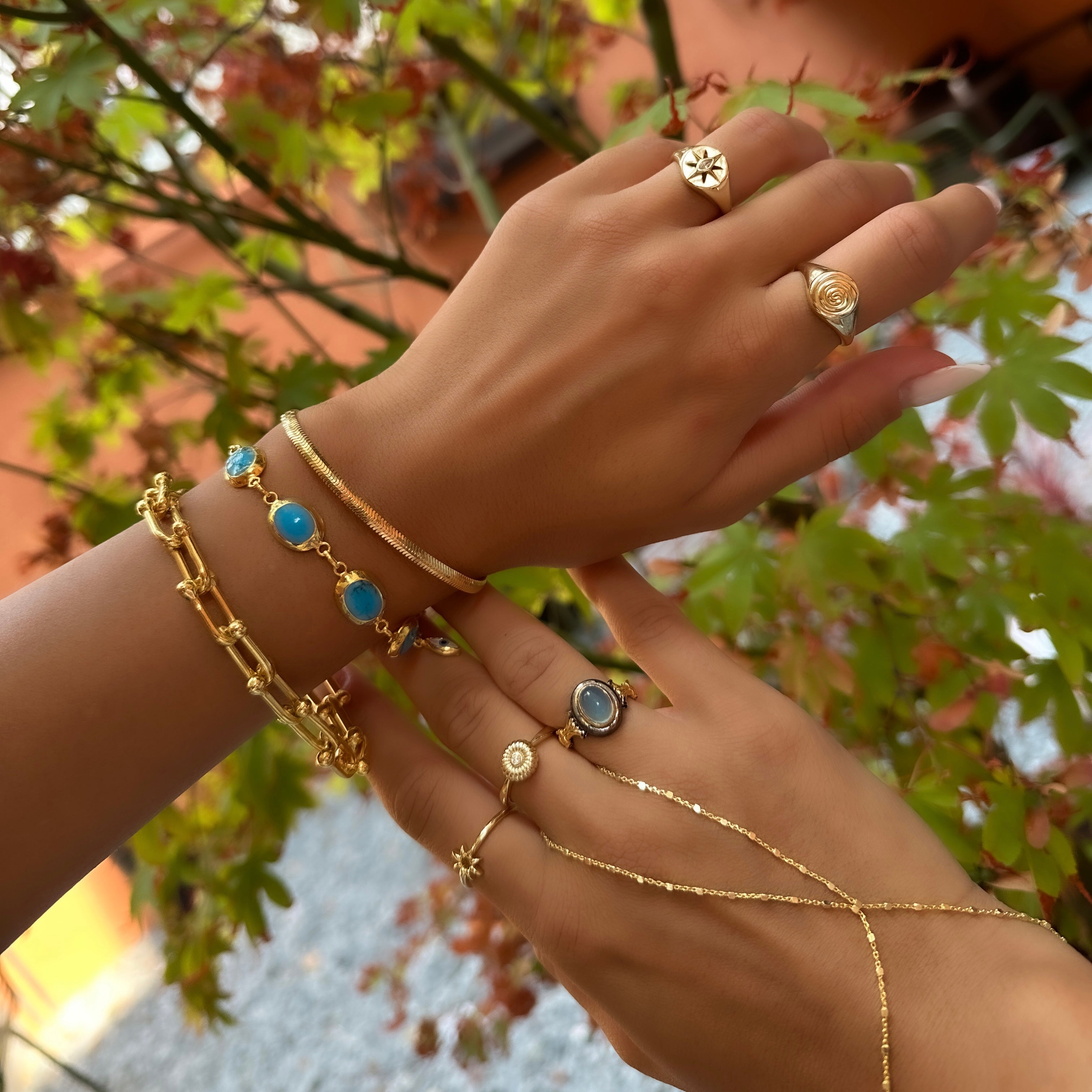 Akuamarin Taşlı Vintage Yüzük