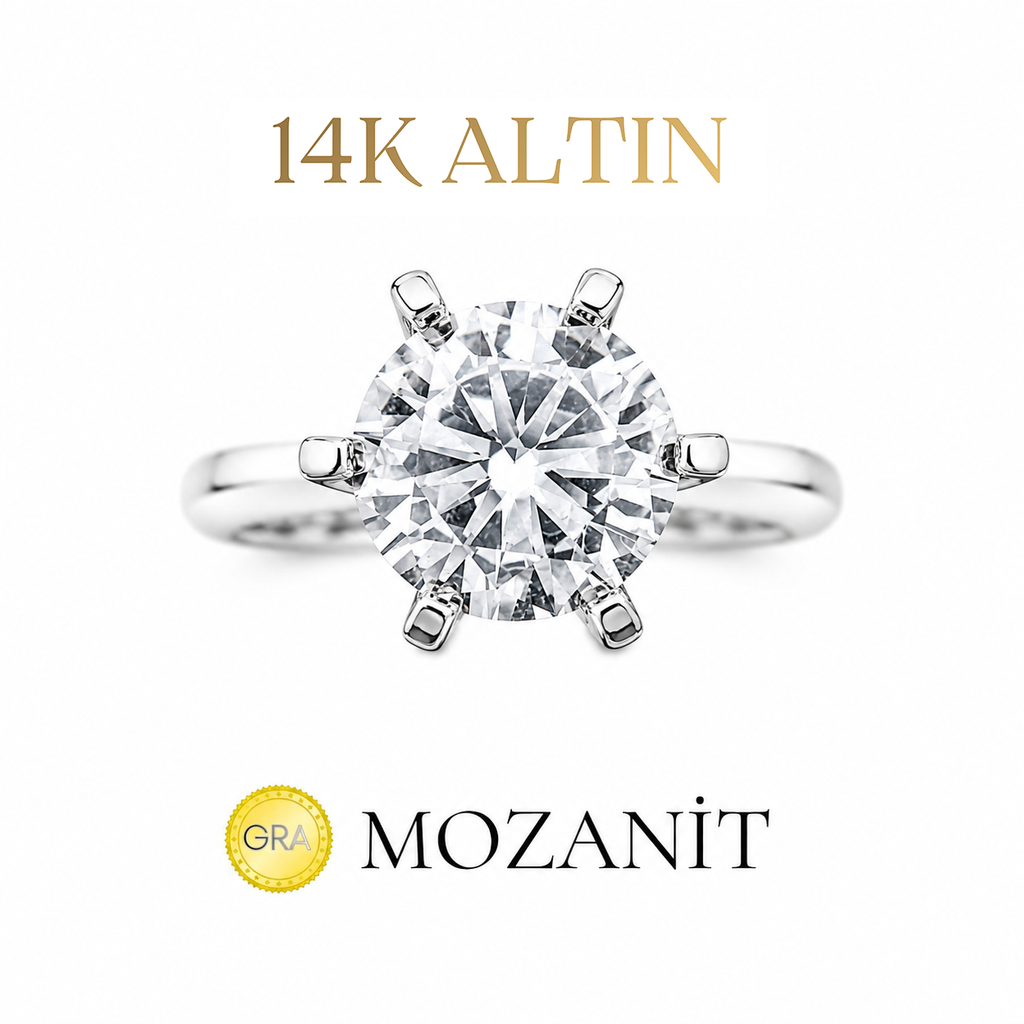 14K Zwei Karat Sechs-Krappen-Moissanit-Solitärring
