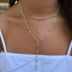 Kalp Model Renkli Taşlı Y Kolye