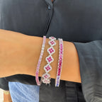 Fuşya Yonca Taşlı Bileklik