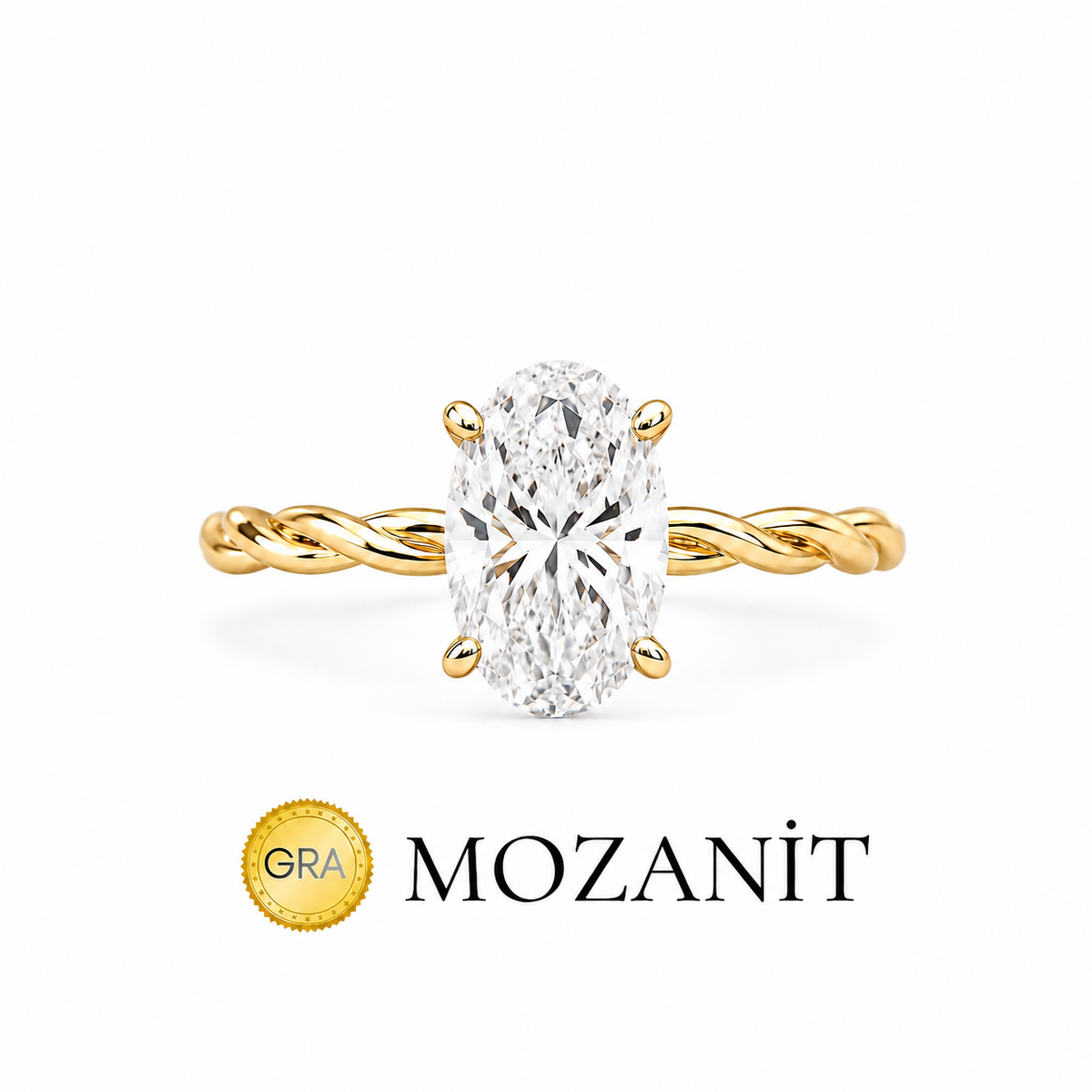 İki Karat Burgu Mozanit Oval Yüzük