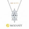 14K Taşlı Montür Mozanit Markiz Kolye