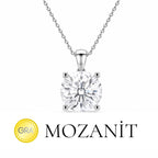 Mozanit İki Karat Tektaş Kolye