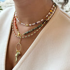 Doğal Taşlı Renkli İnci Kolye