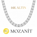 14K Dört mm Mozanit Suyolu Kolye