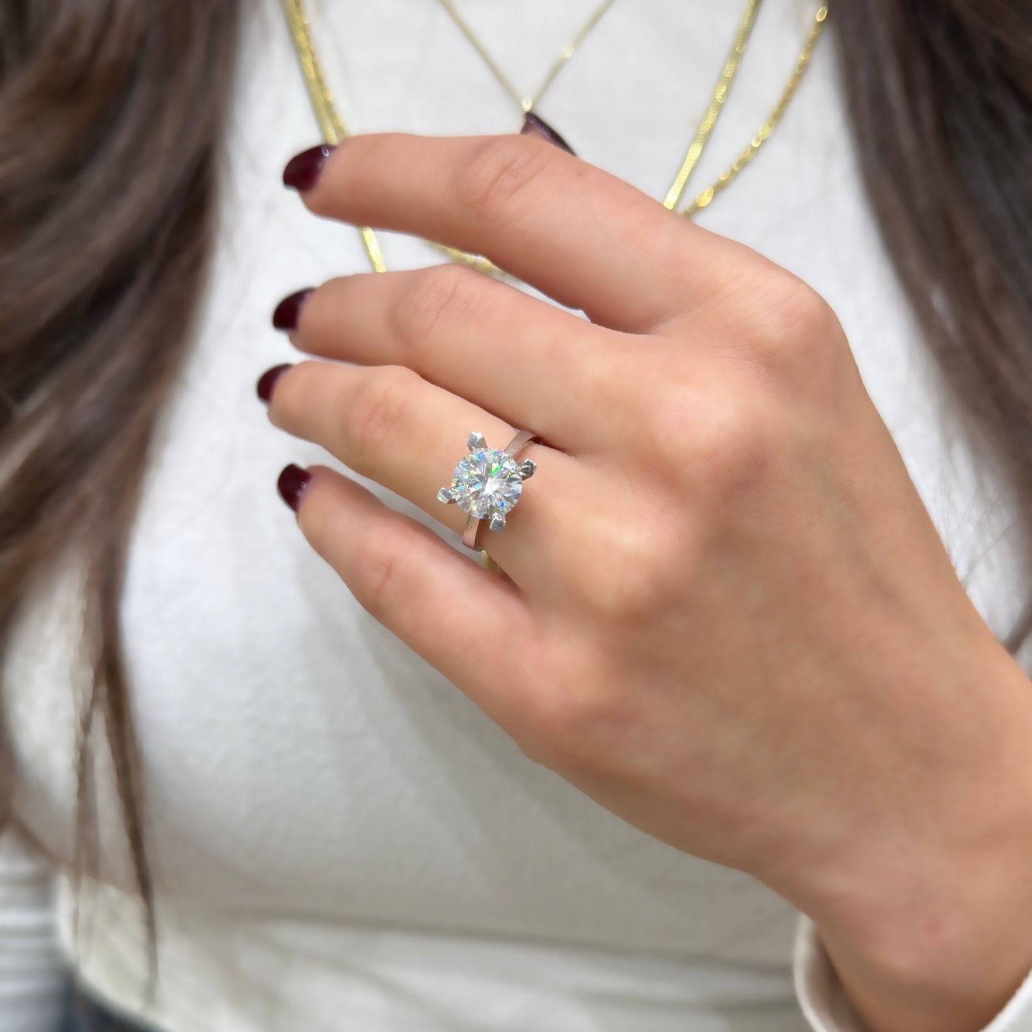 Üç Karat Mozanit Tektaş Yüzük