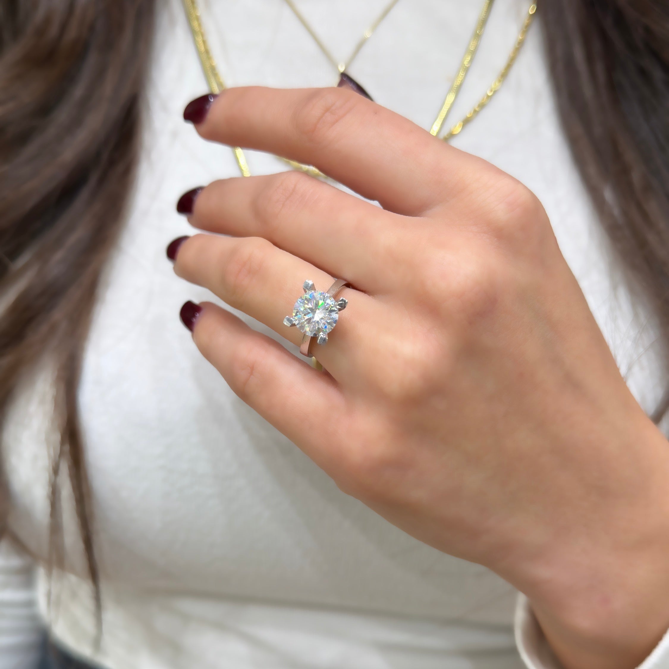 Üç Karat Mozanit Tektaş Yüzük