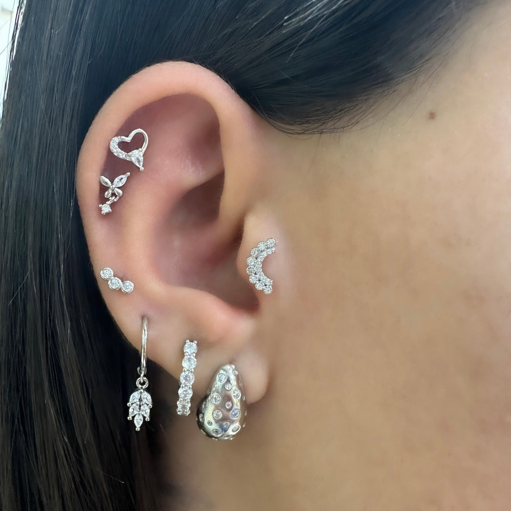 Taşlı Yaprak Halka Piercing
