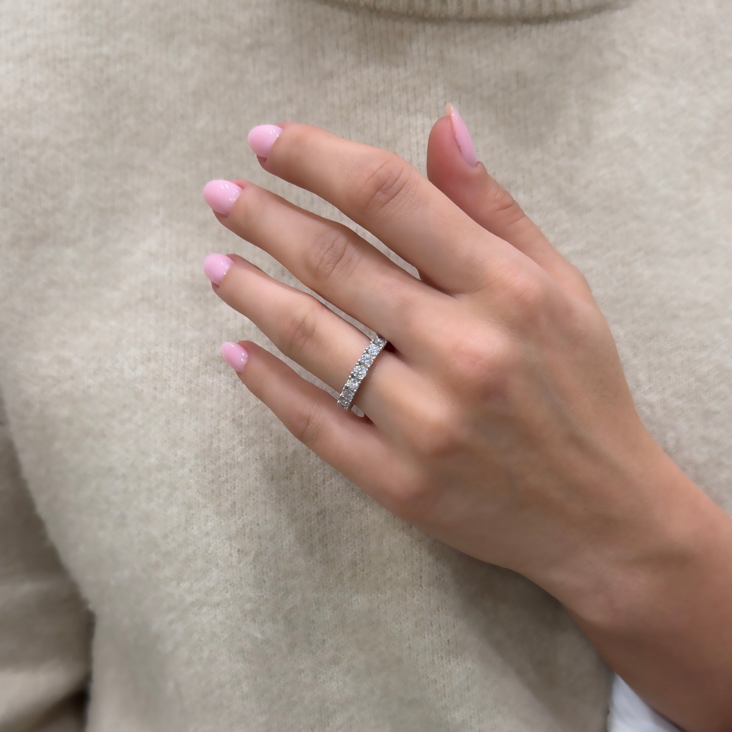 Orta Boy Taşlı Mozanit Tamtur Yüzük