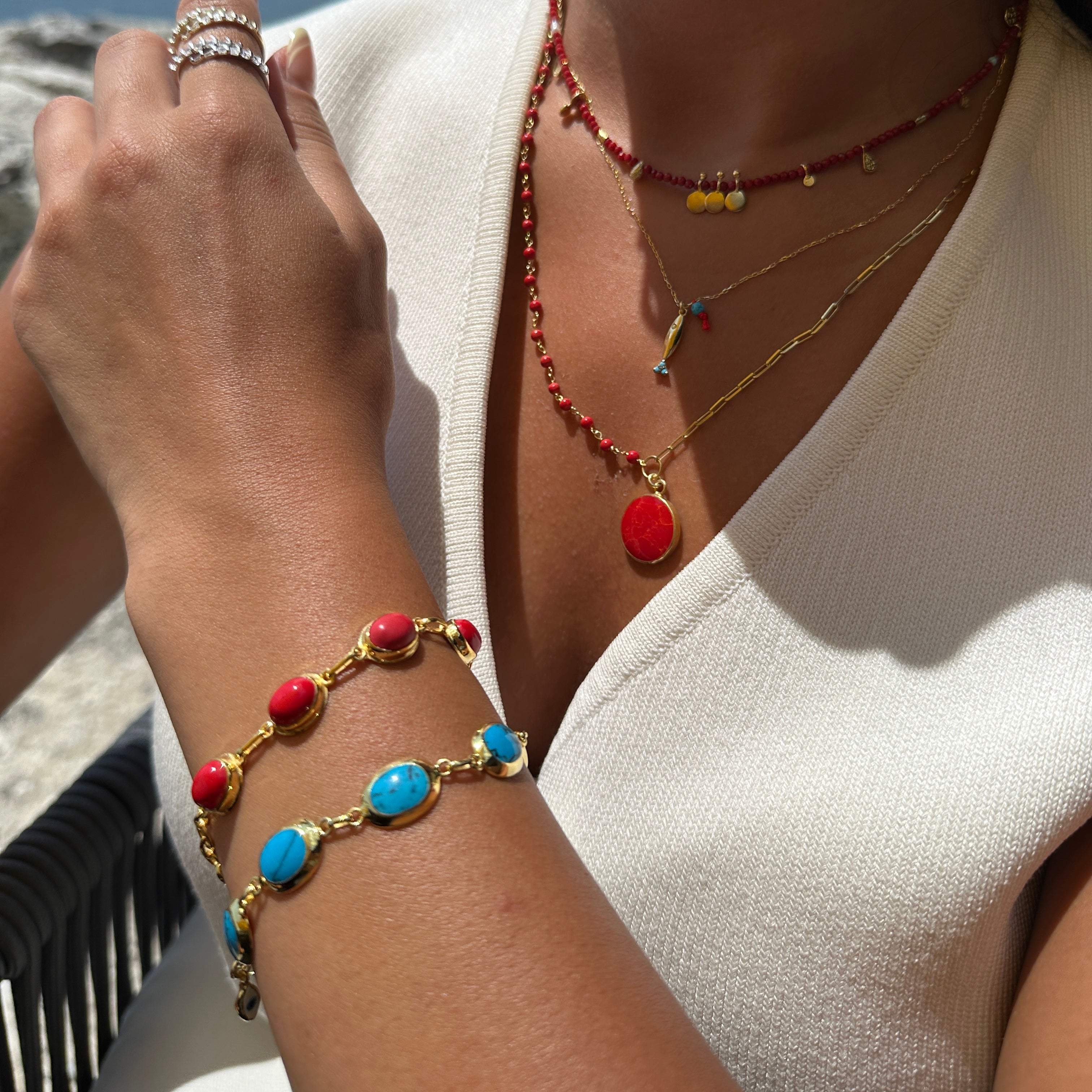 Kırmızı Doğal Taş Bileklik