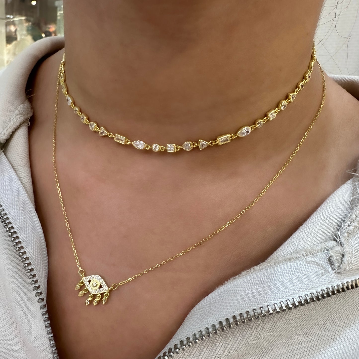 Karışık Taşlı Choker Kolye