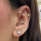 Mozanit Kare Tektaş Küpe