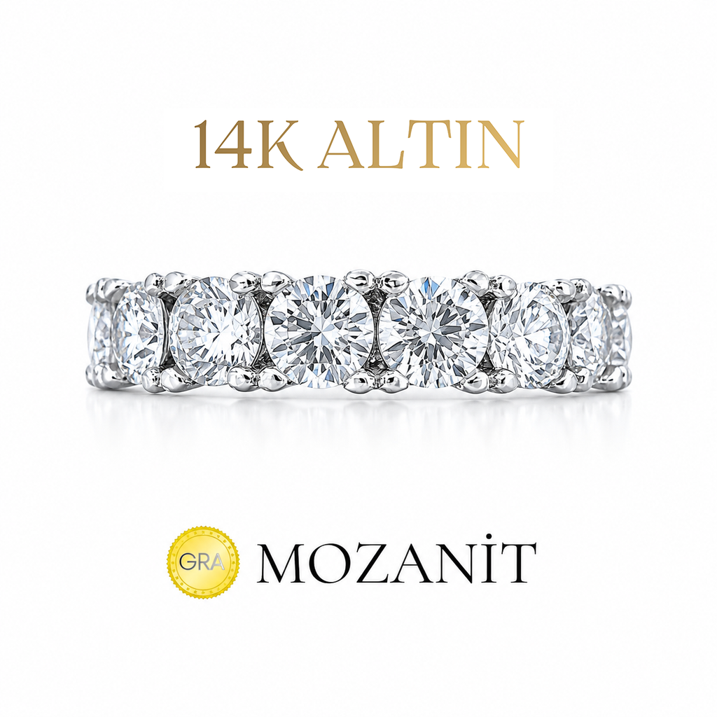 14K Mozanit Orta Boy Tamtur Yüzük