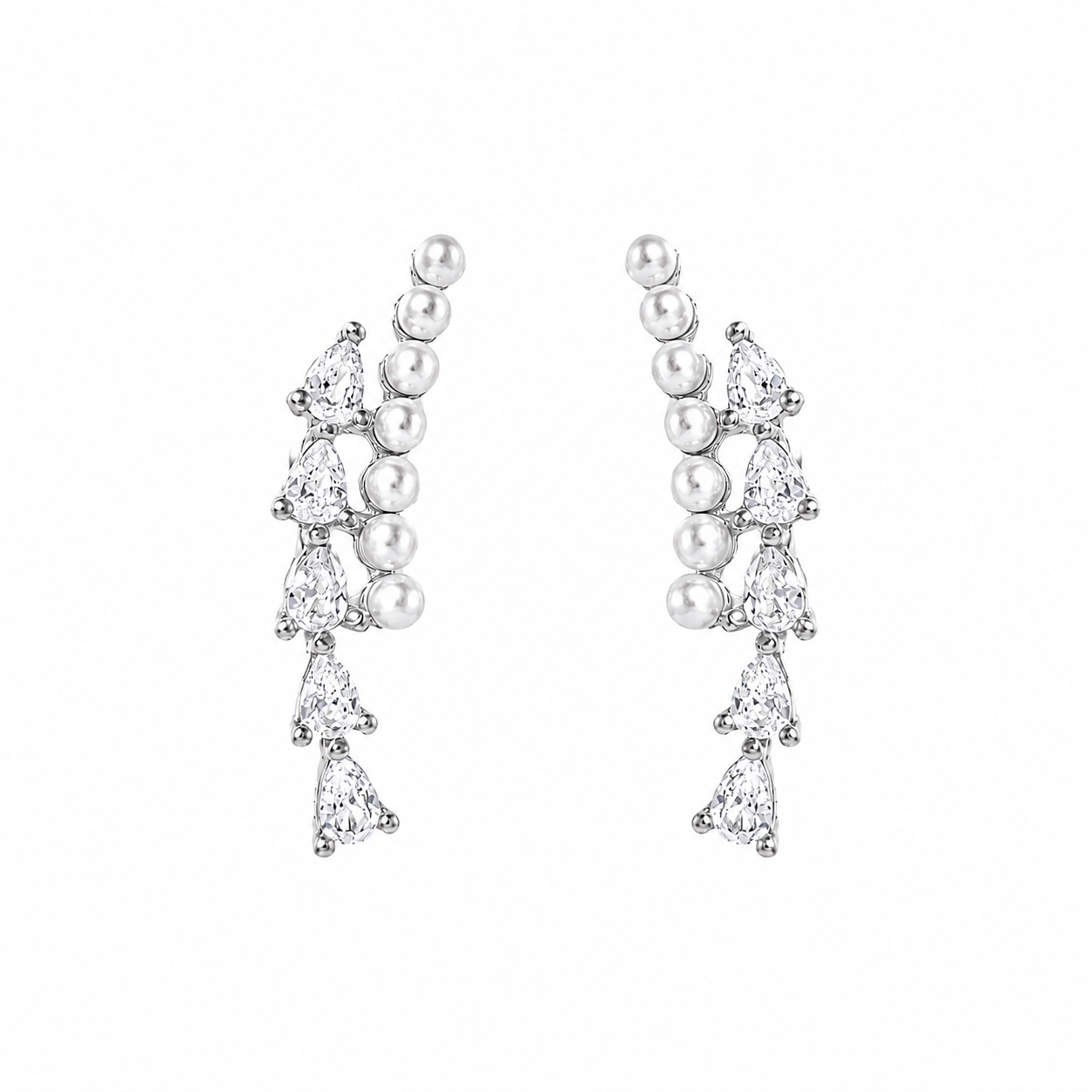 Two-Row Stone and Pearl Earrings