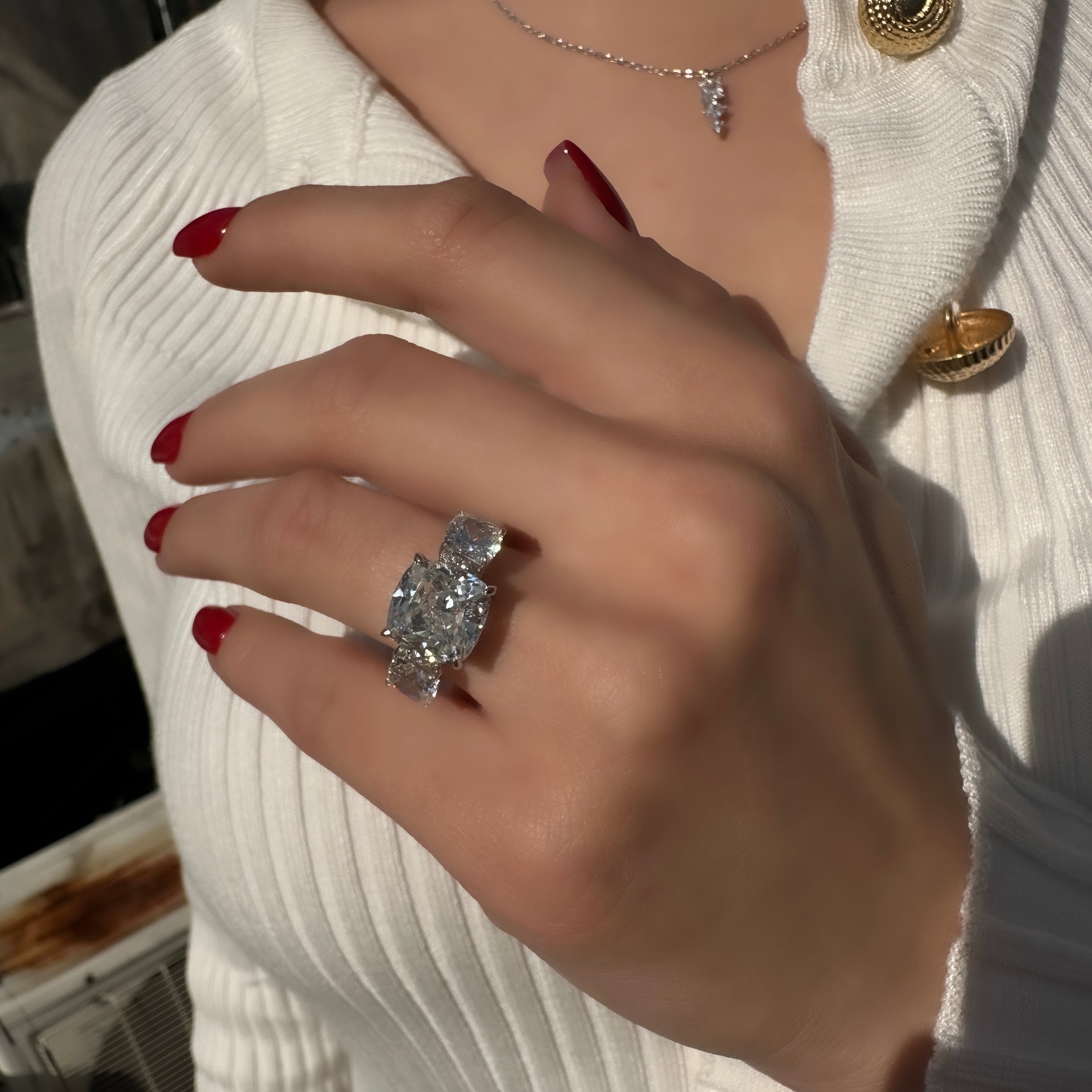 G-Color Kare Model Taşlı Tasarım Yüzük