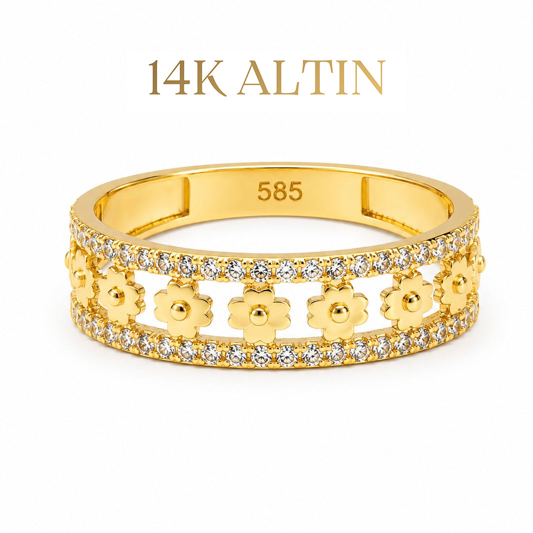 14K Çiçek Desen Yüzük