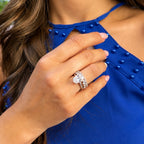 14K Moissanite Gemstone Long Oval Solitaire Ring