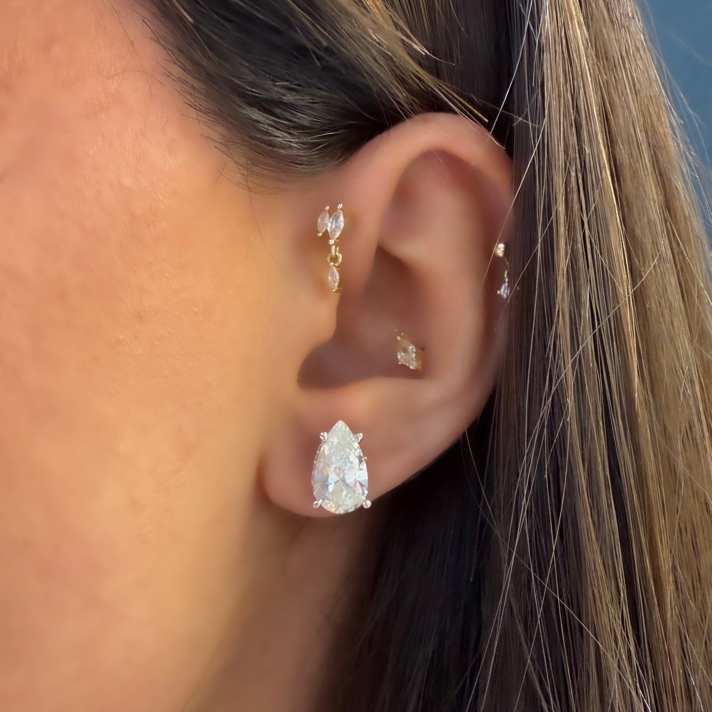 Taşlı Montür G-Color Damla Küpe