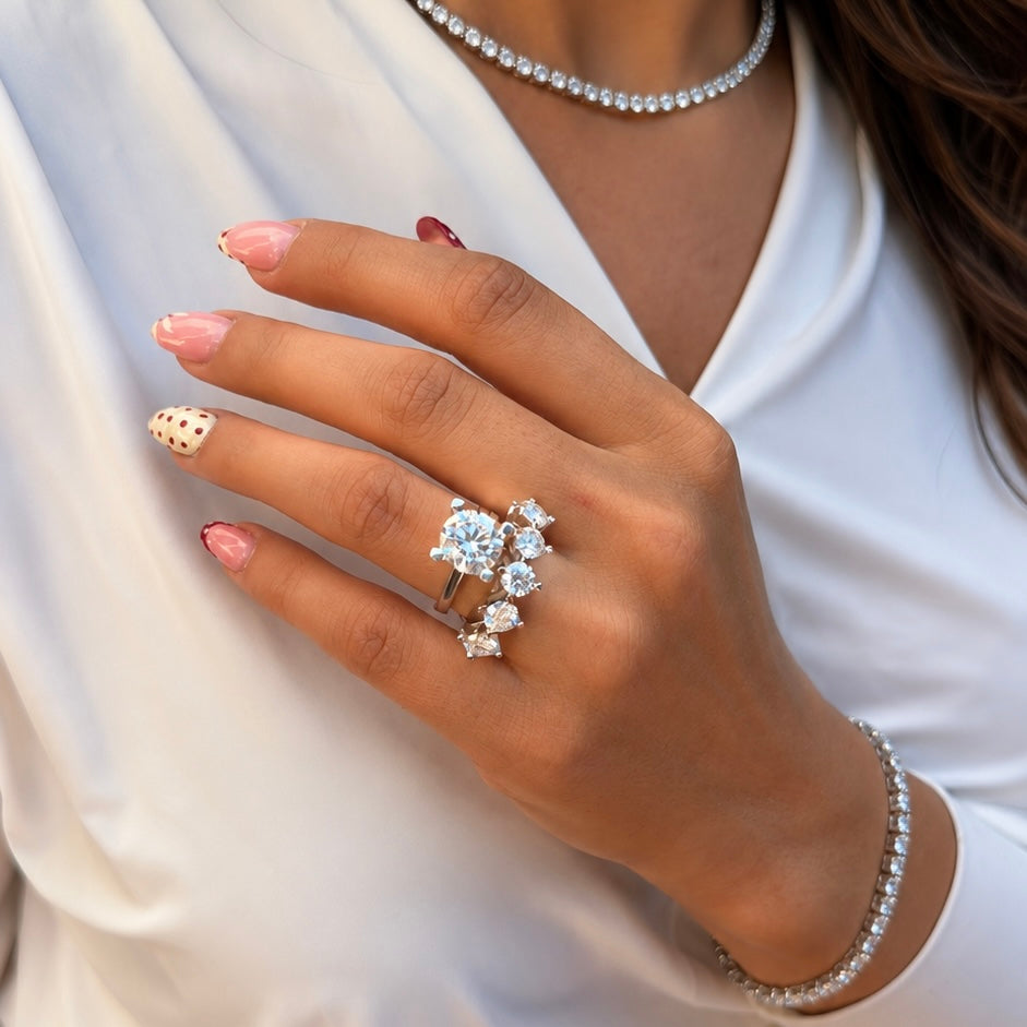 14 Karat Vier Karat Moissanit Solitärring