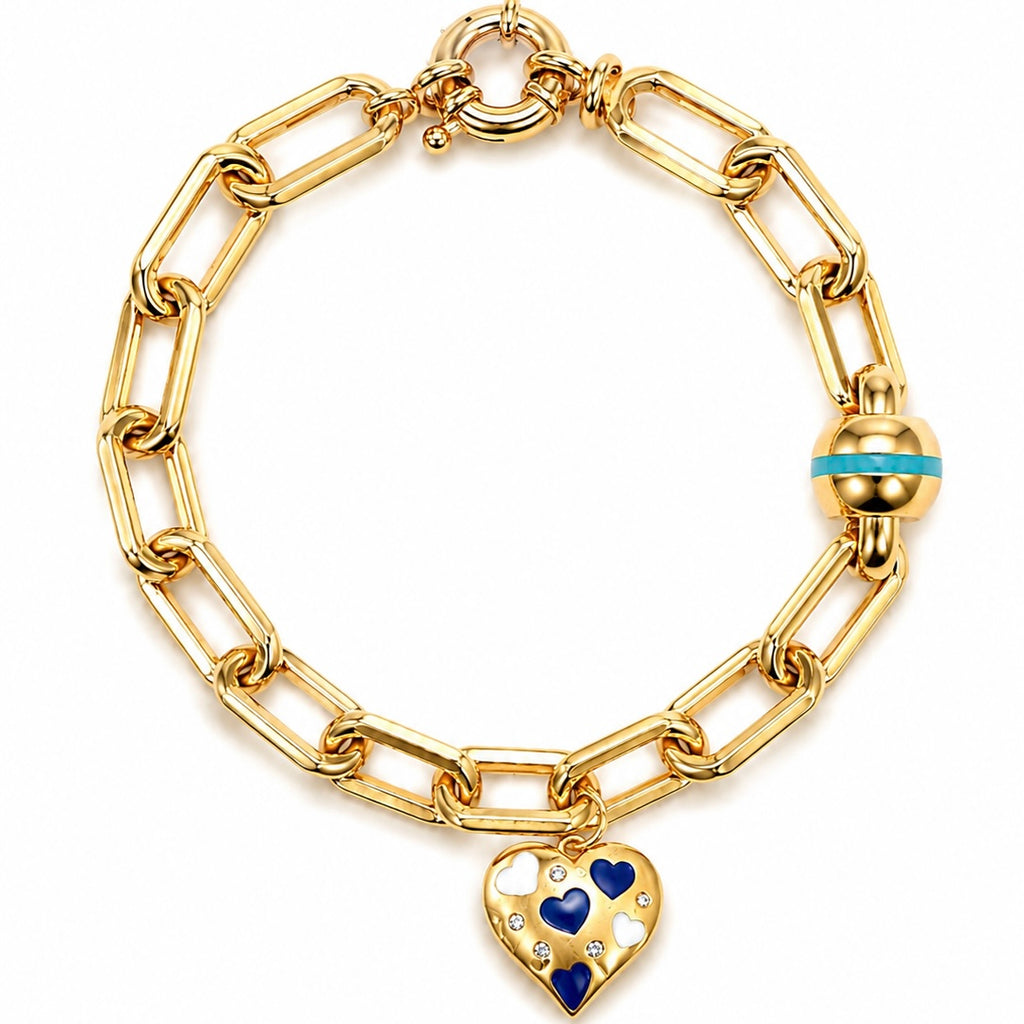 Blaues Herz Hollow-Armband zum Herunterhängen