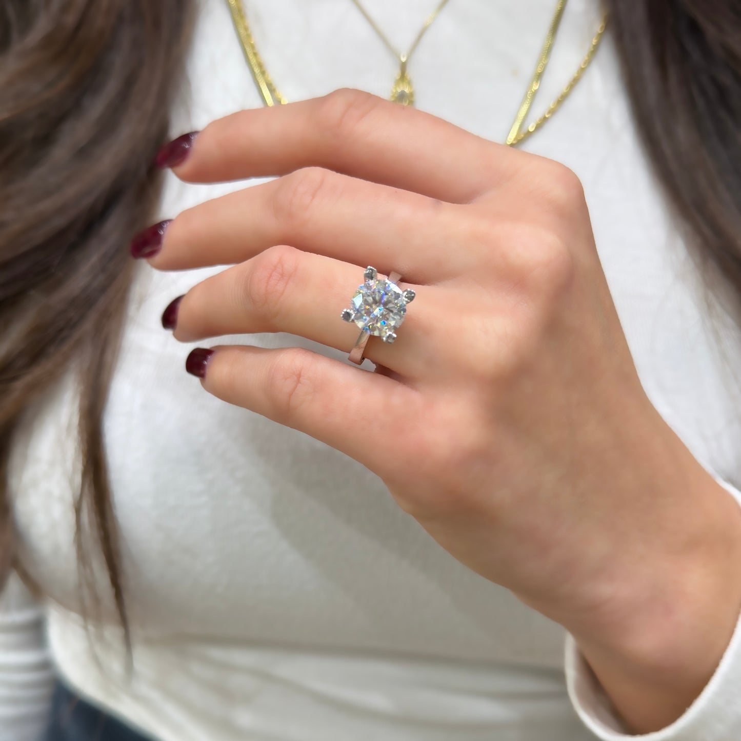 Dört Karat Mozanit Tektaş Yüzük