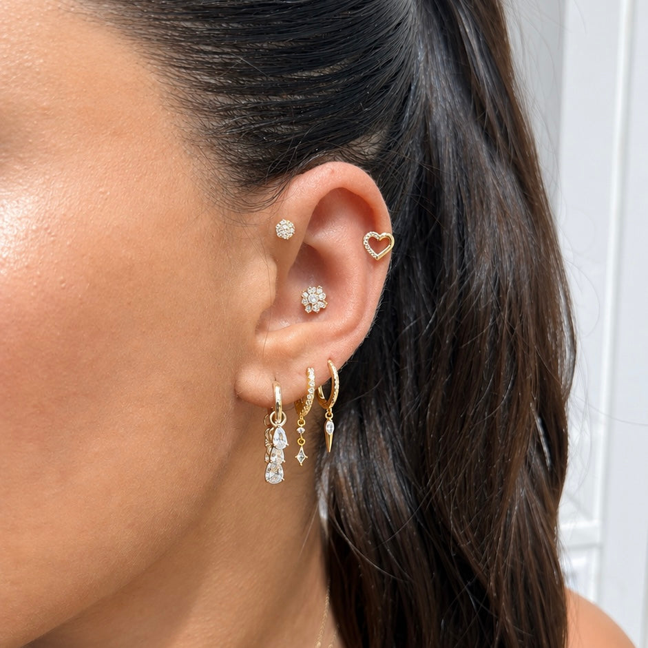 14K Bloom Taşlı Piercing