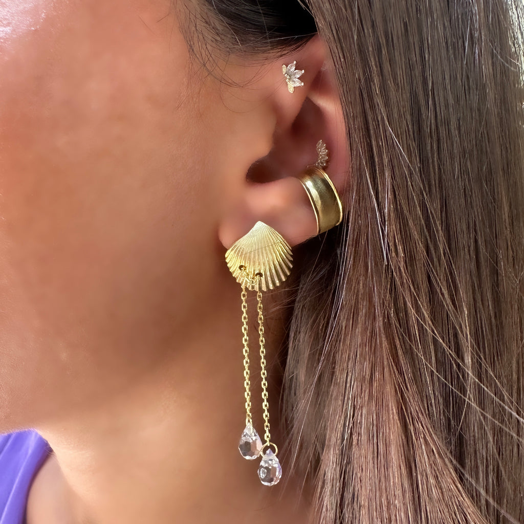 Sea Shell Sallantılı Taşlı Küpe