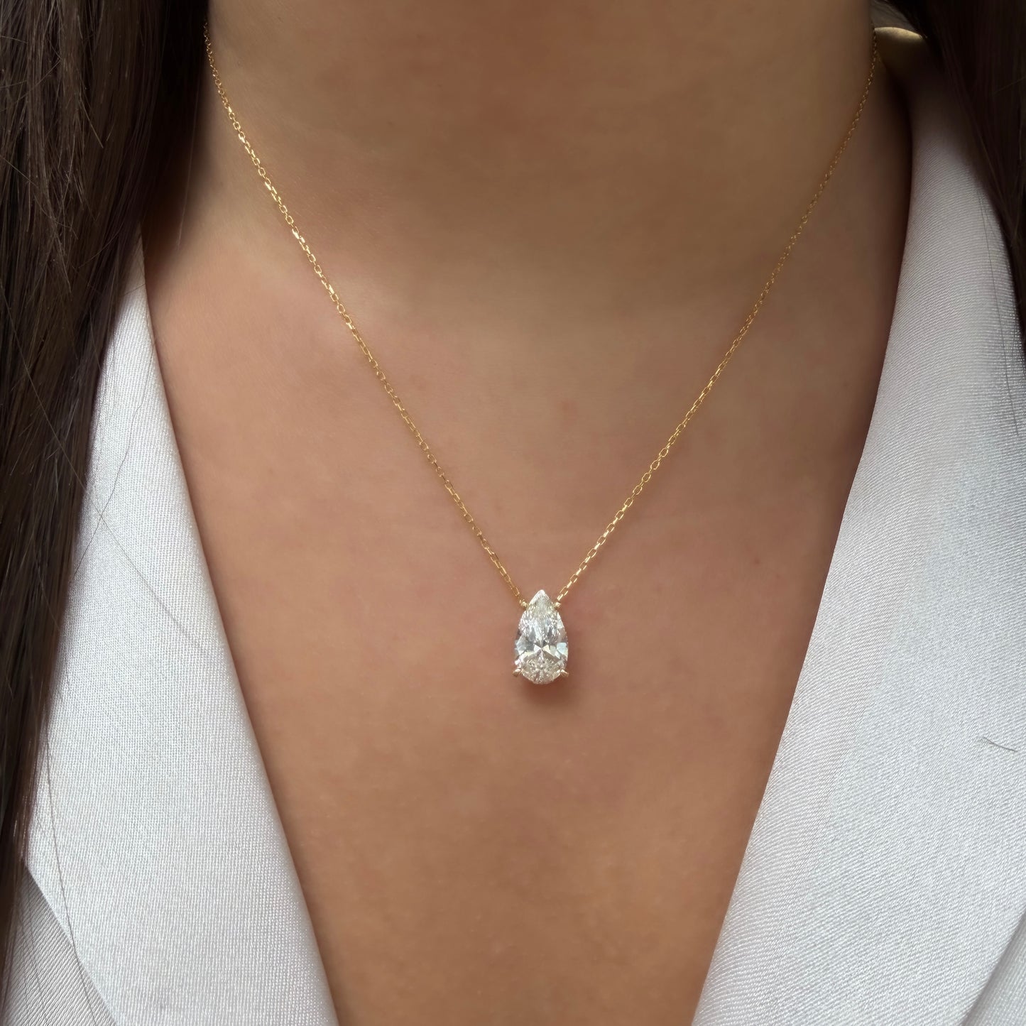 Taşlı Montür G-Color Damla Kolye