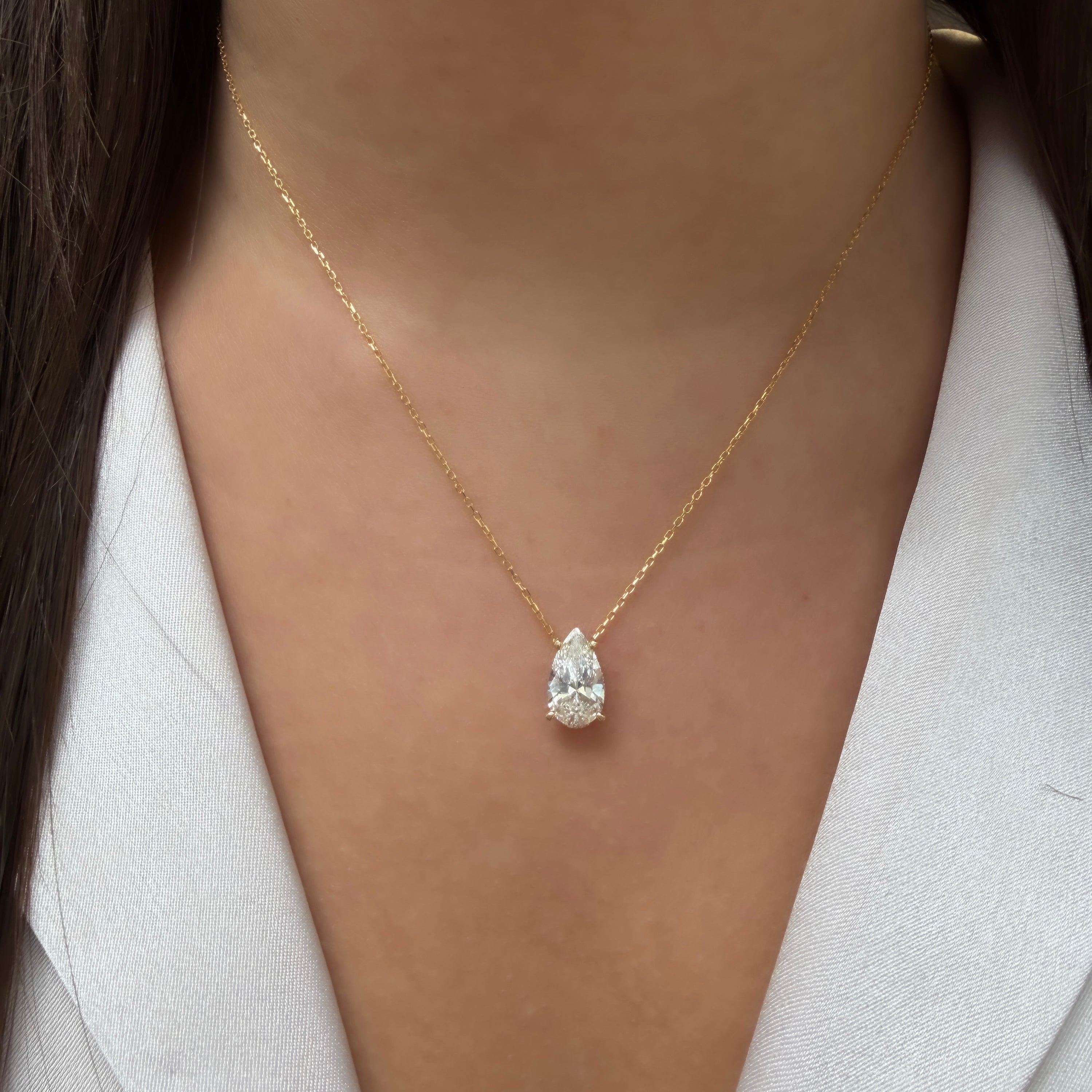 Taşlı Montür G-Color Damla Kolye