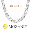 14K Beş mm Mozanit Suyolu Kolye