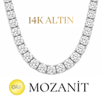 14K Beş mm Mozanit Suyolu Kolye