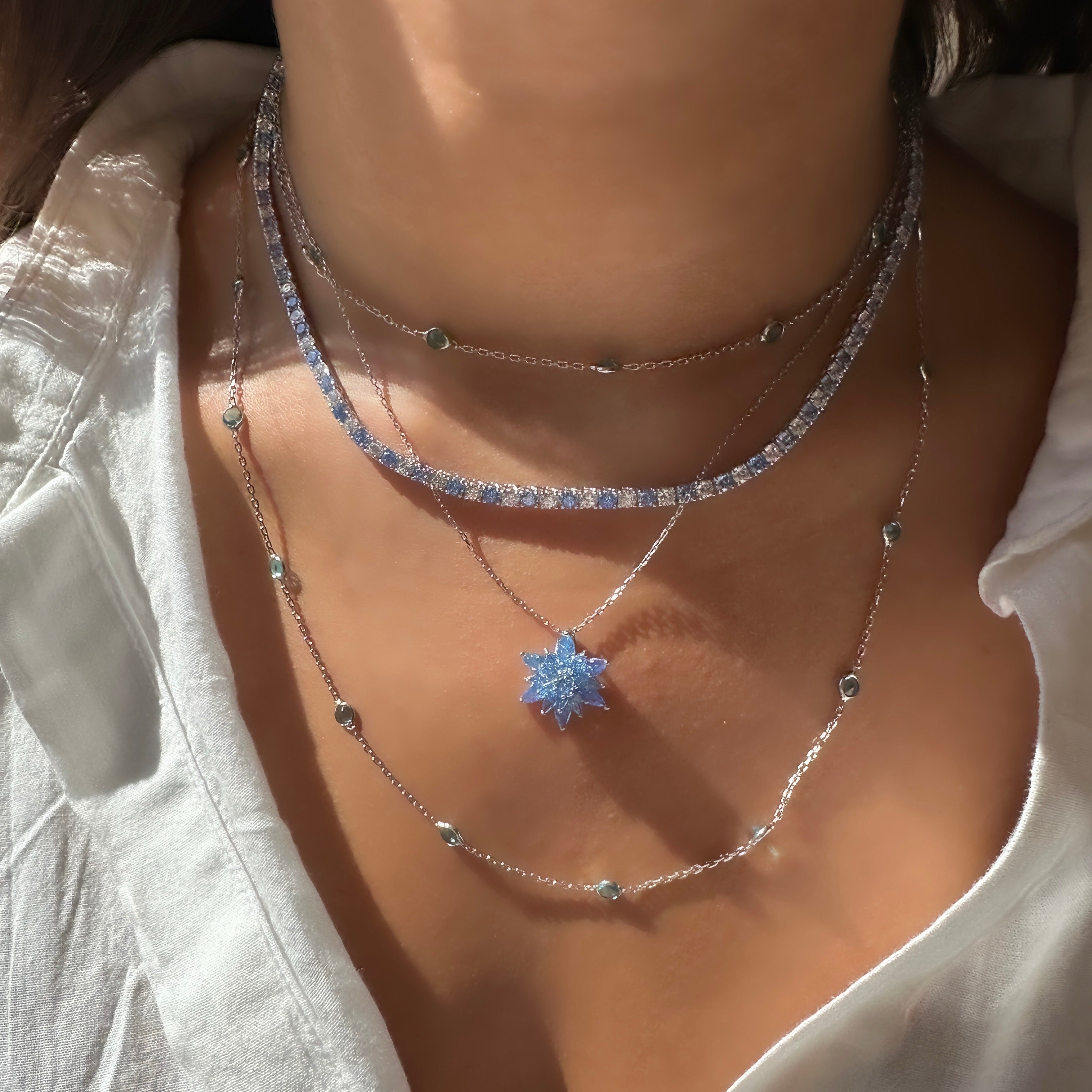 Aqua Taşlı Designer Zincir