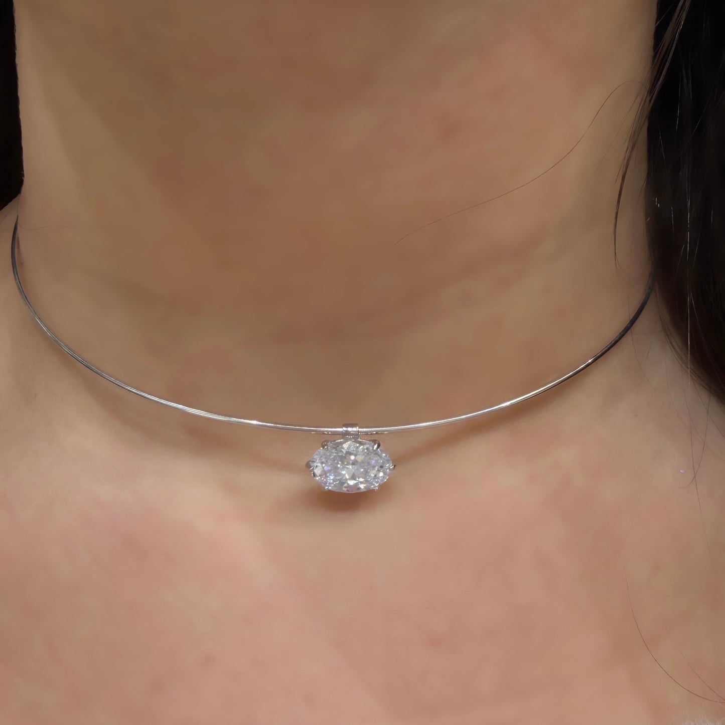 Tasarım Oval Kesim Choker Kolye