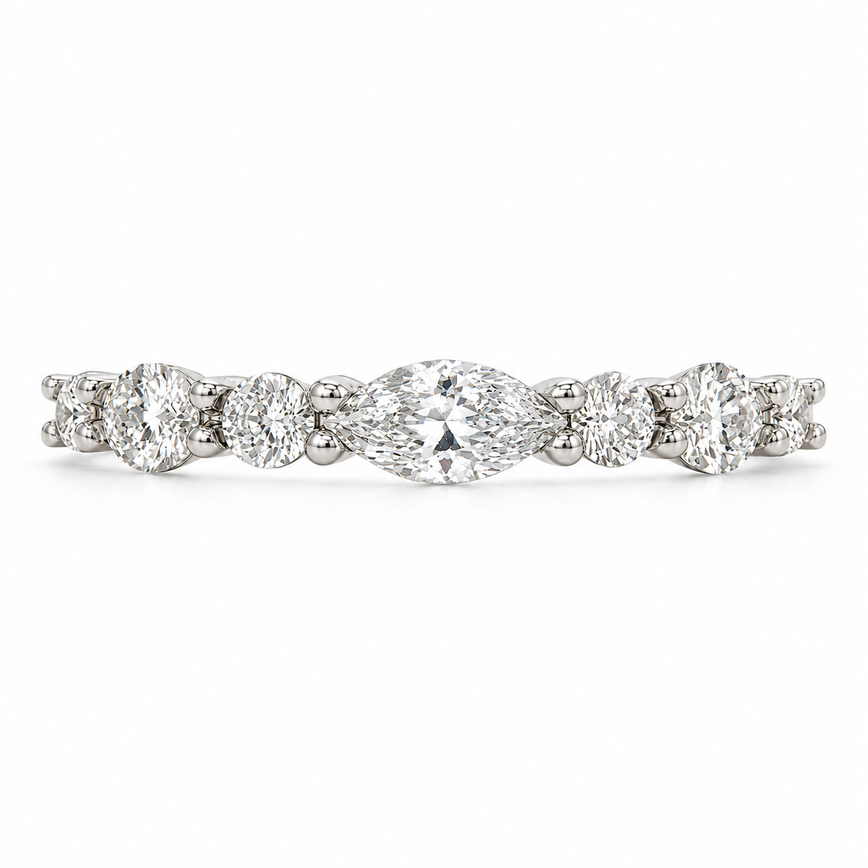 Marquise-geschliffener, schmaler Memoire-Ring