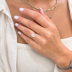 14K Bir Buçuk Karat Mozanit Oval Yüzük