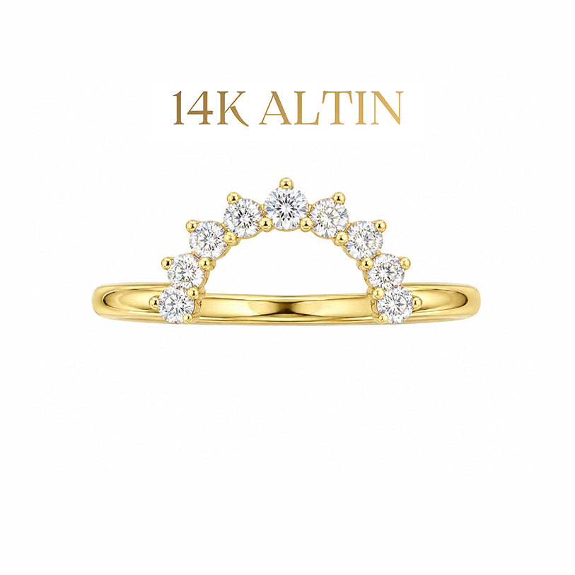 14K Half Moon Stacking Yüzük