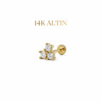 14K Üç Taş Piercing