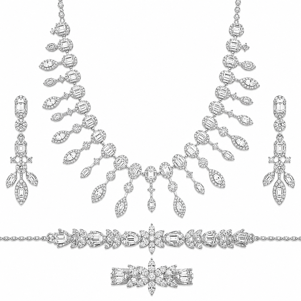 Droplet Dangle Marquise Stone Evening Set