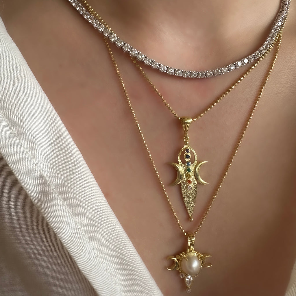 Renkli Taşlı Ay Model Tasarım Kolye Ucu