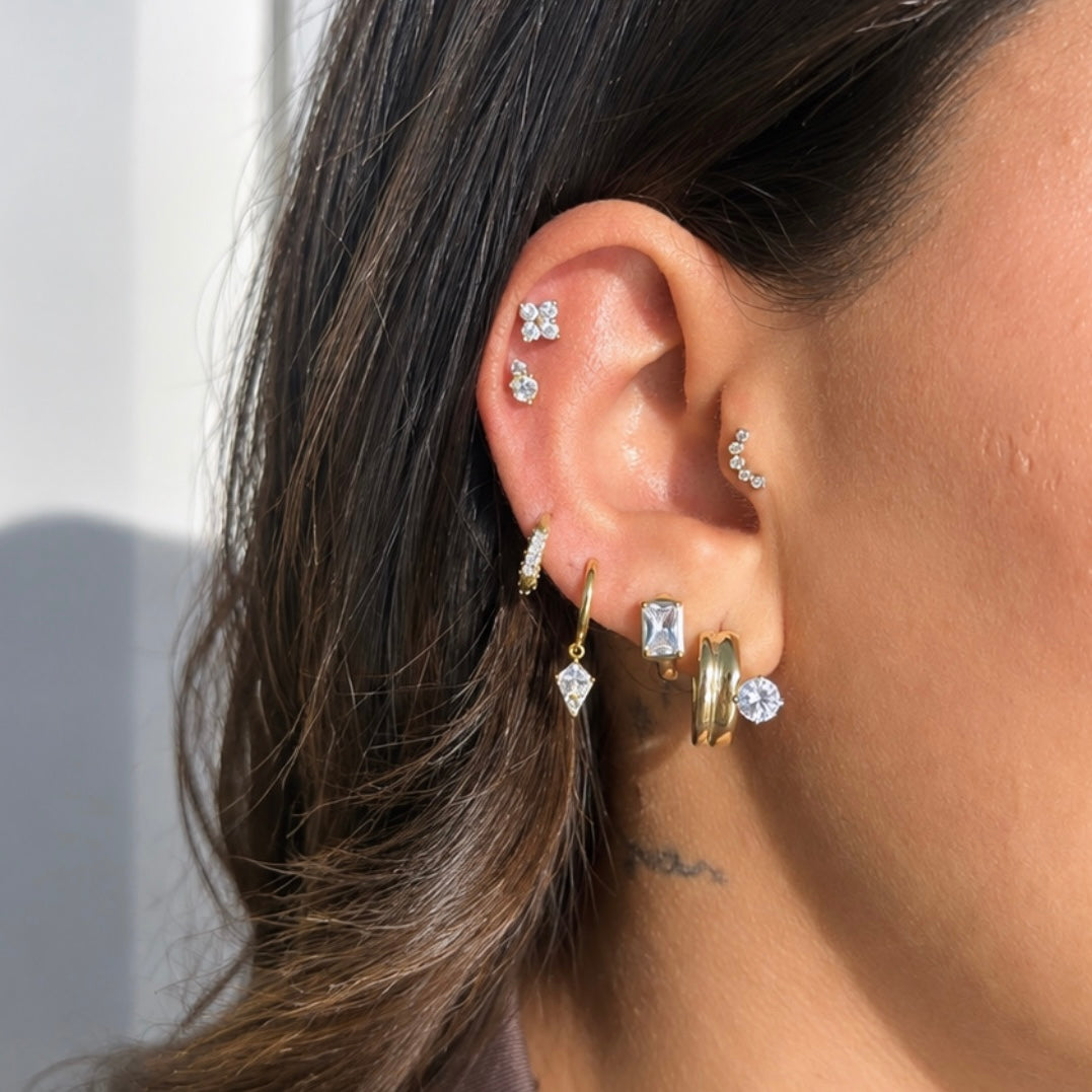 14K Yonca Taşlı Piercing